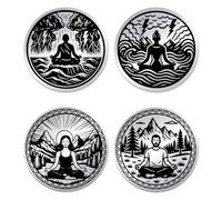 UNICRAFTALE 2Pcs 2 Styles Médaille de Méditation Assise pour Sobriété Pièce de Récupération en Acier Inoxydable Sérénité et Paix au Cœur de la Tempête Cadeaux pour Hommes Femmes Alcooliques Anonymes