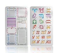 UNICRAFTALE 2Pcs Journal Border and Zodiac Sign Pochoir Métal Bordure Romaine Journal Partition Modèle Réutilisable Album Photo Découpage Dessin Embossage Carte Papier Décoratif Pour Scrapbooking
