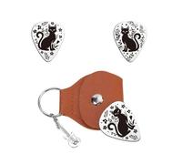 UNICRAFTALE 2pcs Médiator de Guitare Personnalisé Porte Clés Chaton Plante Médiator de Guitare Acier Inoxydable avec Étui en Cuir PU Ensemble de Médiators pour Guitariste Musicien Amoureux