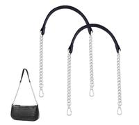 UNICRAFTALE 2pcs Sangle de Chaîne de Sac à Main en Cuir Noir Sangle Plate en Cuir PU Sangles de Sac Poignées D'Épaule de Remplacement avec Fermoirs Pivotants pour Décoration de Sac à Main D'Embrayage