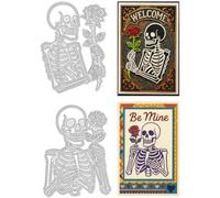 UNICRAFTALE 2Pcs Squelette Rose Acier Carbone Découpes Dies Pochoirs Estampage pour Cartes DIY Scrapbooking Album Photo Journal Décoration Artisanat