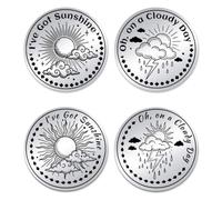 UNICRAFTALE 2Pièces Acier Inoxydable Double Face Décision Jours Ensoleillés Et Jours Pluvieux Pièce Sobriété Medaillons Récupération Cadeaux Femme Homme Célébration Étapes Sobres