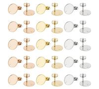 UNICRAFTALE 3 couleurs 0.8mm Pin Stud Findings avec des Écrous D'Oreille 42pcs (21pairs) Boucles D'Oreilles Plates Rondes en Acier Inoxydable avec Boucle D'Oreille avec Plaque Plate