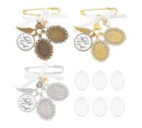 UNICRAFTALE 3 pcs 3 Couleurs Bouquet de Mariage DIY Photo Breloque Alliage Ovale DIY Broche Kit de Fabrication Bouquet de Mariage Photo Broche Kit de Fabrication pour Photo Breloque Fête de Mariage