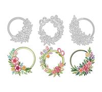 UNICRAFTALE 3 Pièces Printemps Art Linéaire Couronne Dé Découpe pour Cartes Réutilisable Thème Guirlandes Carbone Gabarit Embossage Modèle Die Cut DIY Scrapbooking Album Déco Artisanale 10x11.7cm