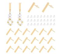 UNICRAFTALE 30 pièce Clou Boucles D'Oreilles Rectangulaires Boucles D'Oreilles Plaquées Or 18 carats avec 60pcs écrous D'Oreilles en Plastique pour la Fabrication de Boucles D'Oreilles DIY