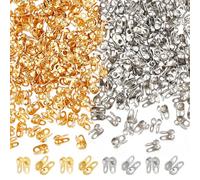UNICRAFTALE 300 pièces 2 Couleurs Embouts de Perle en Acier Inoxydable Extrémités Calotte Ouvertes Couvercles de Noeuds à Clapet Doré et Acier Inoxydable Couleur 1 mm Embouts de Petit Trou 4x2 mm