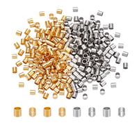 UNICRAFTALE 300 Pièces 2 Couleurs Perle de Raccordement à Serrer Acier Inoxydable 2mm Petites Perles Espaceuses Colonne Arrêt Perle de Charnière Connecteurs Métal pour Fabrication de Bijoux Trou 1.5mm