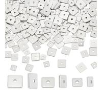UNICRAFTALE 300pcs 3 Taille Perles Acier Inoxydable Perles Carrées Plates Perles Intercalaires Perles pour Bracelets Perles Entretoises Perles en Vrac pour pour Collier Bijoux Accessoires