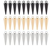 UNICRAFTALE 30pcs 3 Couleurs Cone Charms Hypoallergénique Spike Acier Inoxydable Pendentifs Métal Drop Cone Charm avec Boucle de 1.4~2mm pour Hoop Boucle d'oreille Fabrication de Bijoux 17.5~18mm