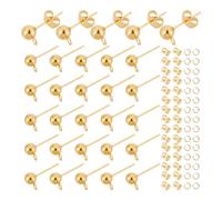 UNICRAFTALE 30pcs Clou Boucles D'Oreilles à Boule D'Or Boucles D'Oreilles 304 Acier Inoxydable avec Boucle Écrous D'Oreille et Anneau de Saut pour Fabriquer Des Boucle D'Oreille