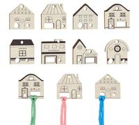 UNICRAFTALE 32Pièces Maison en Bois pour Bobines de Fil 8 Styles Porte Fil à Broder Organisateur de Fil de Construction en Carton Ensemble Bobines Maison Plaque d'Enroulement pour Couture Stockage