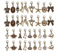 UNICRAFTALE 36 pièce 18 styles Breloque Marqueur de Mailles Vintage Petits Marqueurs de Mailles Verrouillables Breloques à Levier en Bronze Antique pour Tissage et Couture