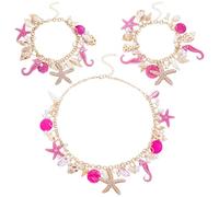 UNICRAFTALE 3pcs 3 style Collier Étoile de Mer Coquillage Bracelet Perle Coquillage Conque Plastron Colliers Bracelets à Breloque Ensemble Rose Été Plage Collier Bracelet Thème Océan Bijoux pour Femme