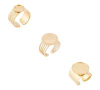 UNICRAFTALE 3pcs 3styles Base de Bague Support Bague Acier Inoxydable Plateau Vierge de Lunette de Cabochon Rond Bague de Doigt Bague Réglable Ouverte Paramètres de Bague de Coussinet Doré pour Bijoux
