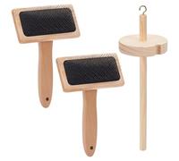 UNICRAFTALE 3pcs Carde à Laine Brosse à Feutrer avec Aiguille et Fuseau Supérieur Brosse à Filer en Bois pour Tissage Mélange Mèche Artisanat Feutre Couture