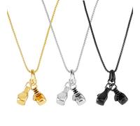 UNICRAFTALE 3Pcs Collier avec Pendentif en Forme de Gants de Boxe pour Homme 3 couleurs 60cm Accessoire de Fitness en Acier Titane Style Punk Cool Cadeau D'Anniversaire Ou de Saint Valentin