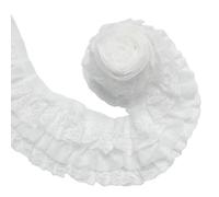 UNICRAFTALE 4.37 mètres 3 Couches Plissée Organza Dentelle Bordure Bordure Froncée Volants Ruban en Mousseline de Soie Blanc Plissé Bordures Garnitures Tissu pour Tissu Couture Brodé Applique Mariage