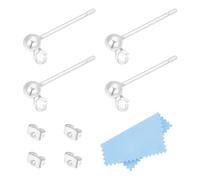 UNICRAFTALE 4 pièce Clou Boucles d'oreilles Boule Argent Sterling 925 Boucles D'Oreilles Rondes avec Boucle et 4pcs écrous D'Oreille Acier Inoxydable pour la Fabrication de Bijoux de Boucles d'oreille
