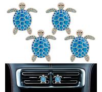 UNICRAFTALE 4 Pièces Clip De Ventilation Parfum Voiture Décor Tortue Marine | À Strass, Avec Boîte Cadeau, Pour Décoration Intérieure Voiture, Adapté Pour Femme, 40×38×18mm