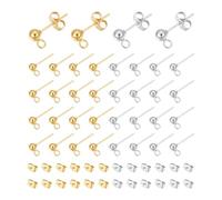 UNICRAFTALE 40 pcs 2 couleurs Boule Boucles D'Oreilles en Acier Inoxydable Boucle D'Oreille Post Clou D'Oreille avec Boucle et Écrous D'Oreille Or et Acier Inoxydable Couleur Boucles D'Oreilles