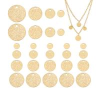 UNICRAFTALE 40 Pièces 4 Tailles Breloques Estampage Étiquette Doré Ronds Acier Inoxydable Pendentif Message Mot Tag pour Bracelet Collier Creation Bijoux