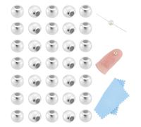 UNICRAFTALE 40 Pièces Coulissantes Sterling Silver - Perles Stoppeur Ronde 3mm Caoutchouc Intérieur Bracelet Bijoux