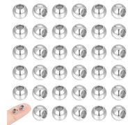 UNICRAFTALE 40 Pièces Perles Acier Inoxydable 6mm Coulissantes Rondelle Arrêt Stoppeur de Positionnement avec Caoutchouc à L'Intérieur pour Bracelet de Bijoux