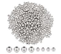 UNICRAFTALE 400 pièce 2 tailles Perles Rondes Acier Inoxydable 4/6mm Perles D'Espacement Vrac Métal Lisses Bracelet Fabrication Bijoux Colliers Fournitures STAS-UN0053-73-EU12 Couleur métal