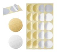 UNICRAFTALE 400pcs 2 Couleur Autocollant de Gaufrage Vierge Autocollant Métallique à Bords Festonnés Sceau de Certificat Auto Adhésif Gaufré Étanchéité pour Tampon de Gaufrage Bouteille de Vin Mariage