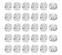 UNICRAFTALE 40pcs 8mm Strass Entretoise Perles 316 Acier Inoxydable Chirurgical 2mm Trou Bouchon Disque pour Bracelets et Fabrication de Bijoux