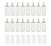 UNICRAFTALE 40pcs Rectangle Plateau Charme 25x10mm Réglages de Base Vierges avec Cabochons en Verre Bord en Acier Inoxydable Lunette Blancs Plateau pour Pendentif Artisanat Fabrication de Bijoux