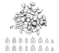 UNICRAFTALE 48pcs 2styles 4tailles Embouts de Cordon Acier Inoxydable Embouts de Baril Embouts de Cordon Cône de Colonne Embouts de Cordon en Cuir Fabrication de Bijoux Terminaison Recherche de Cordon