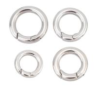 UNICRAFTALE 4pcs 4 Taille Mousqueton Rond Anneaux Porte Clé Mini Anneau Mousqueton Anneaux à Ressorts Crochet à Ressort Acier Inoxydable Décorations De Sacs à Main Rond à Ressort pour Porte-Clés