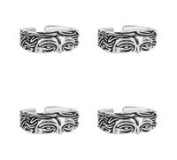 UNICRAFTALE 4Pcs Bague Visage Mi Venus Vintage Argent Antique Pour Femmes 9mm De Largeur Personnalisable Ouverture Enveloppante Articulation Doigt Anneaux Réglables Style Hip Hop Punk Bijoux Cadeau