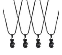 UNICRAFTALE 4Pcs Collier Pendentif Gants de Boxe pour Homme Collier Pendentif Style Punk Métal Noir Cadeaux Colliers Pendentifs Boxeur Sportif Bijoux Réglable Femmes Sportif Fitness Colliers 60cm