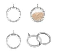 UNICRAFTALE 4pcs Pendentif Médaillon Acier Inoxydable à Mémoire Vivante Médaillon Flottant Breloque en Cristal Cadre Photo Pendentifs en Verre Breloque Flottante Breloques Ronde pour Bijoux de Collier