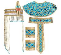 UNICRAFTALE 5 accessoire de Costume Égyptien pour Femme Serre Tête en Perles de Serpent Bleu Doré avec Ceinture Serpent Bracelets de Princesse Égyptienne Collier pour Halloween Bijoux de Cosplay