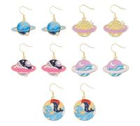 UNICRAFTALE 5 paire 5 styles Boucles D'Oreilles Pendantes Planète pour Femmes Boucle D'Oreille Pendante Espace Céleste Lune Étoile Terre Planète Boucle D'Oreille Pendante Bijoux Personnalisés Cadeaux