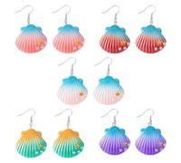 UNICRAFTALE 5 paire Boucles D'Oreilles Coquillage 5 couleurs Boucles D'Oreilles Pendantes Coquillage Océan Boucles D'Oreilles Colorées en Coquille Saint Jacques Boucle D'Oreille Tropicales pour Femme