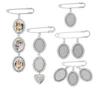 UNICRAFTALE 5 Pièces 5 Style Charme Photo pour Bouquet de Mariage Médaillon Ovale Broche Mémoire Argent Antique et Platine Pendentif Photo avec Charme Cœur Chaque Contient 1 à 3 Photos Plateau 25x18mm