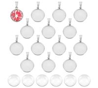 UNICRAFTALE 50 Ensembles Pendentif en Acier Inoxydable avec Support Cabochon 16mm pour Fabrication de Bijoux - Plateaux Ronds avec Lunette