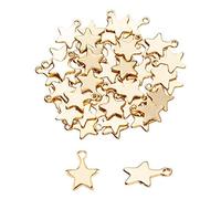UNICRAFTALE 50 pcs Golden Star Shape Pendentifs 304 Charmes en Acier Inoxydable 1.2mm Petit Trou Pendentif en Métal Matériau Charme pour Bracelet Collier Fabrication de Bijoux Artisanat 10x8x1mm