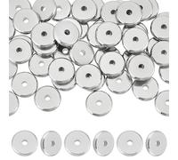 UNICRAFTALE 50 Pcs Perle d'Entrtoise Rond Plat en Acier Inoxydable 304 Charme en Couleur d'acier Inoxydable Perle Intercalaire pour Collier Bracelet Confection de Bjioux 10x2mm Trou 2mm