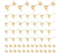 UNICRAFTALE 50 pièce Boucles D'Oreilles Boule Plaquées Or 18 carats Clou Boucles D'Oreilles avec Poussoirs D'Oreille Fermoir Boucle D'Oreille pour la Fabrication de Bijoux DIY
