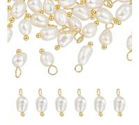 UNICRAFTALE 50 pièce Breloque en Perle D'Eau Douce Blanche Naturelle en Forme de Poire Irrégulière avec Cerceau Breloques Baroques pour la Fabrication de Bijoux Colliers Bracelets Boucles D'Oreilles