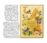 UNICRAFTALE 50 Pièces Coffret de 2 Découpes Métalliques Abeille Miel Modèles de Tasses à Thé Outil de Scrapbooking pour DIY Artisanat Album Photo Cadre Carte Papier Gaufrage 13 15x15 cm