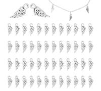 UNICRAFTALE 50pcs Breloques Ailes d'Ange Punk Pendentifs en Plumes Vintage Breloque pour la Fabrication de Bijoux Collier Bracelet Boucles D'Oreilles Breloques de Noël