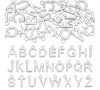 UNICRAFTALE 52Pcs Charme Initial Lettre En Acier Inoxydable 304 Pendentif Alphabet Métal Miniature 9mm Poli Miroir Lot A Z Anneau de Jonction 1.2mm pour Création de Bijoux Artisanat DIY