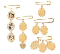 UNICRAFTALE 5Pcs 5 Styles Charmes Photo Pour Bouquet De Mariage Médaillon Ovale Pin Mémorial Pendentif Image Doré Chaque Contient 1 à 3 Photos Avec Charme Cœur Pour Fleurs Bridal Party Plateau 25x18mm